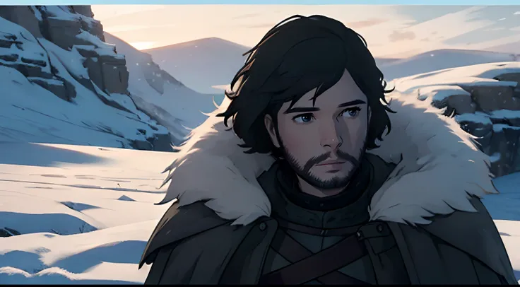 ((Jon Snow)), Game of thrones, winter, frozen landscapes, miyazaki hayao