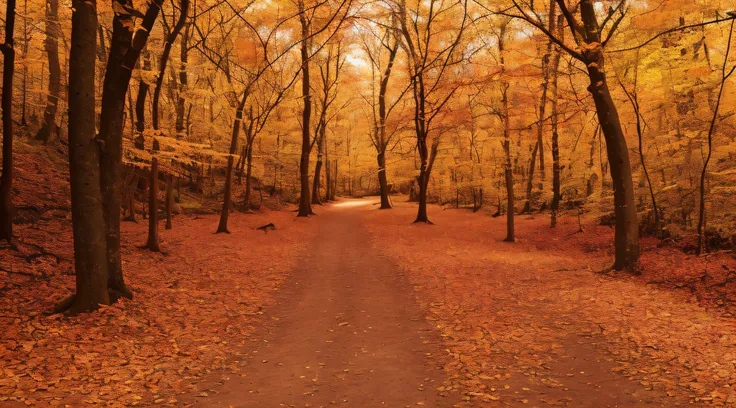 arafed path in the woods with leaves on the ground, autumn forest, in the autumn forest, autumn leaves falling, a beautiful pathway in a forest, in the autumn, golden autumn, colorful autumn trees, autumn season, in fall, maple trees with fall foliage, for...