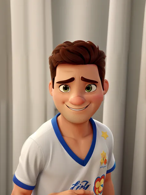 Crie uma imagem com a foto com um cartoon pixar da Disney