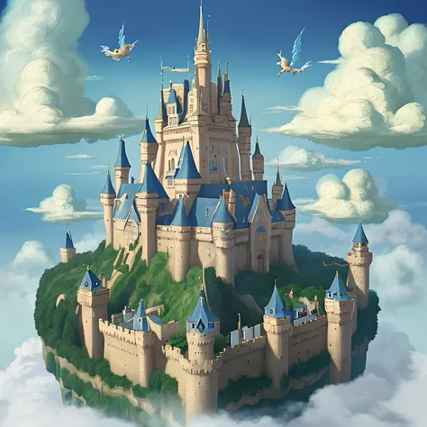 ​masterpiece、hightquality、life-like、A detailed、Like the photo、Deities々Castle in the Sky、Castle in the Sky、Flying Castle、Castle in the Sky、Castle of Glory、Castle above the clouds、The tree々A lush castle surrounded by