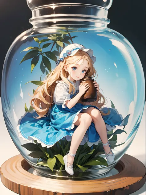 There is a small doll in a small jar、Its a cute pose..、