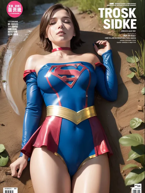 ​masterpiece、Short-haired Supergirl sleeping in a swamp、large full breasts、a choker、Looking at the camera、Glossy costume、Crotch、wounded、Mud stains、Covered with clay、Exhausted、Weekly magazine cover、cum on、a miniskirt