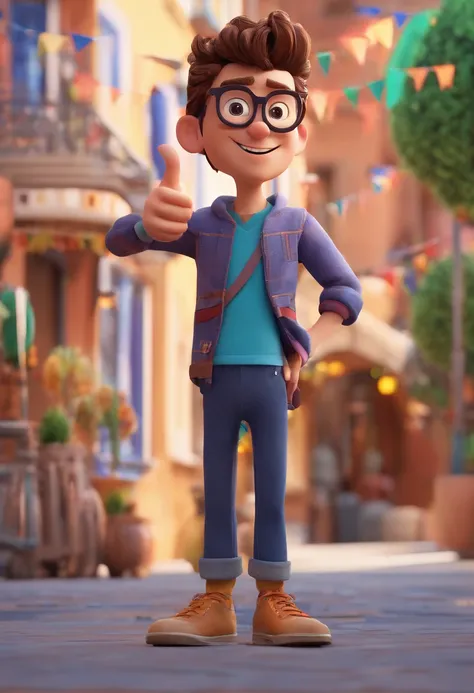 Cartoon character of a man wearing black glasses and a blue shirt, um personagem animado, Caractere estilizado, animation style rendering, 3D estilizado, Arnold Maya render, 3 d render stylized, toon render keyshot, Personagem 3D, Personagem 3D, 3d renderi...