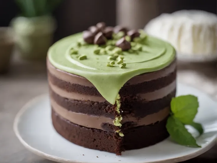 Cake details. Matcha chocolate.