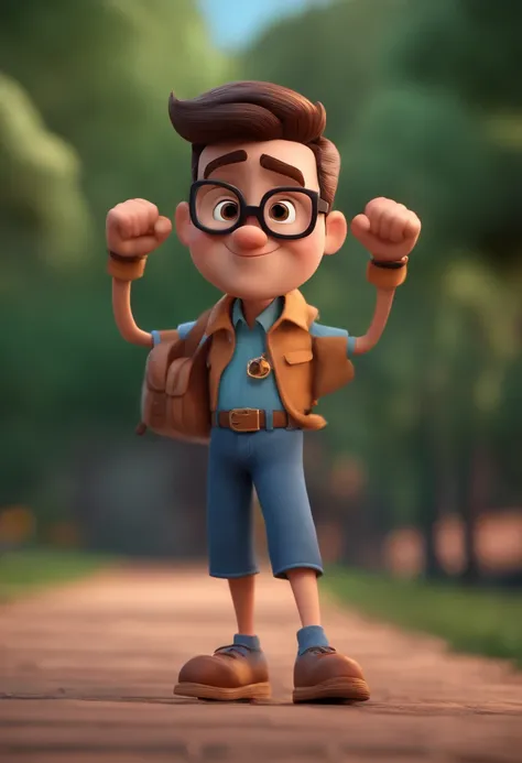 Cartoon character of a man with black glasses and a blue shirt, animation character, Caractere estilizado, animation style rendering, 3D estilizado, Arnold Maya render, 3 d render stylized, toon render keyshot, Personagem 3D, Personagem 3D, 3d rendering st...