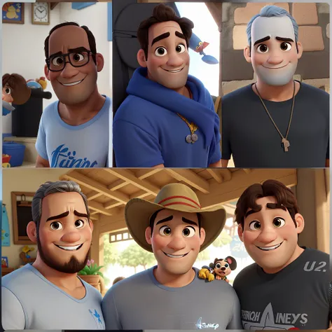 Grupo de amigos morenos estilo disney pixar,alta qualidade, melhor qualidade