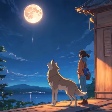 the Hero Wolf looking at the moon