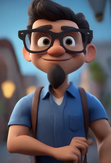 Cartoon character of a man wearing black glasses and a blue shirt, um personagem animado, Caractere estilizado, animation style rendering, 3D estilizado, Arnold Maya render, 3 d render stylized, toon render keyshot, Personagem 3D, Personagem 3D, 3d renderi...