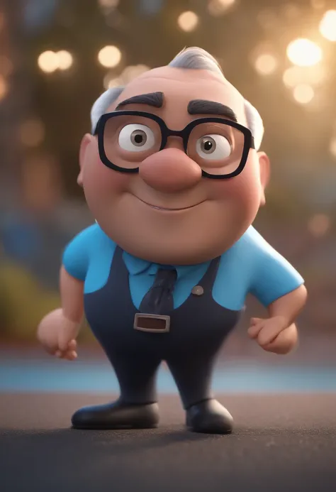 Cartoon character of a man with black glasses and a blue shirt, animation character, Caractere estilizado, animation style rendering, 3D estilizado, Arnold Maya render, 3 d render stylized, toon render keyshot, Personagem 3D, Personagem 3D, 3d rendering st...