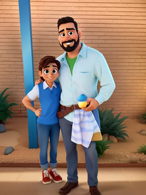 Poster no estilo Disney pixar, alta qualidade, melhor qualidade, homem sexy branco, 30 anos cabelo grisalho barba preta, musculoso, com fundo em um restaurante a luz de velas