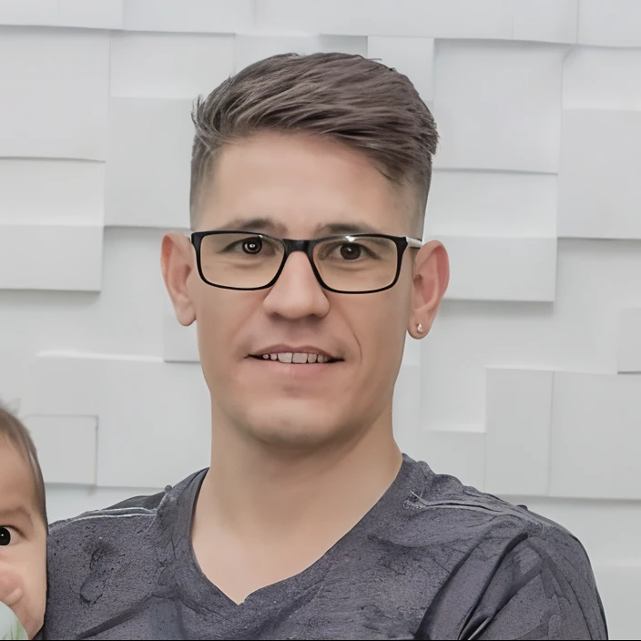 there is a man holding a baby and a pacifier in his hands, david rios ferreira, caio santos, carmelo blandino, christian orrillo, daniel mirante, dan dos santos, mateus 9 5, icaro carvalho, Henry Alvim Correa, mateo dineen, luis melo, andres rios