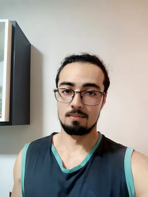 eyeglass, cabelo preso, barba curta, estilo anime, alta qualidade, melhor qualidade