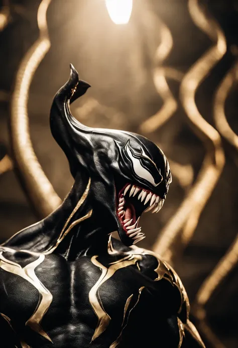 White and Gold Venom, battle pose, screaming