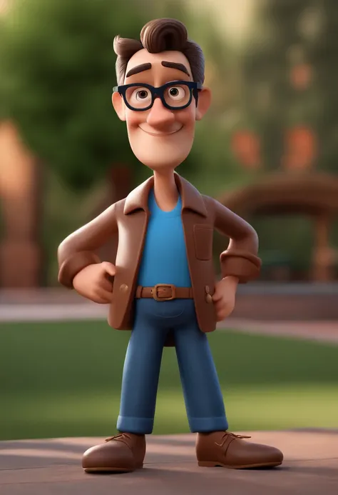 Cartoon character of a man with black glasses and a blue shirt, animation character, Caractere estilizado, animation style rendering, 3D estilizado, Arnold Maya render, 3 d render stylized, toon render keyshot, Personagem 3D, Personagem 3D, 3d rendering st...