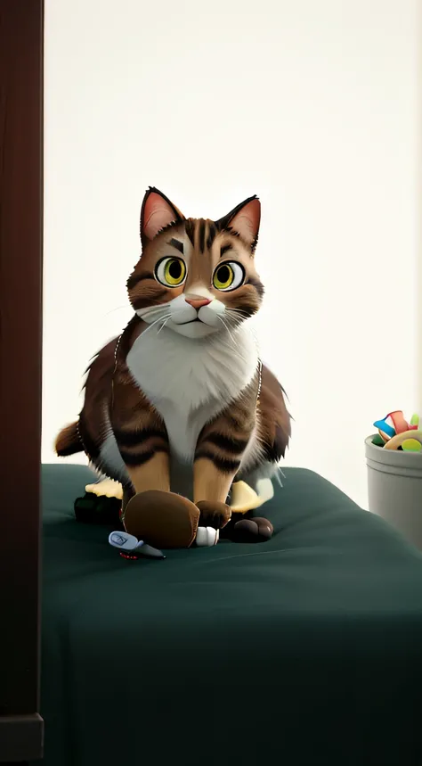 crie um personagem gato no estilo pixar