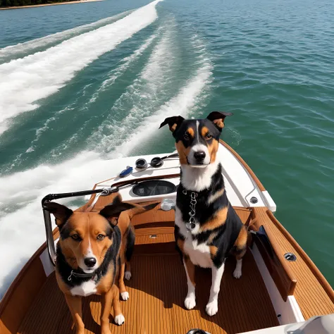 dog driving a boat while smoking a cigar