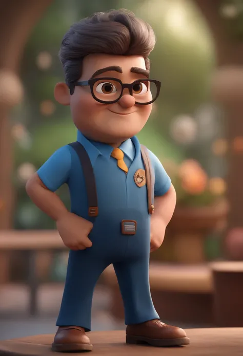 Cartoon character of a man with black glasses and a blue shirt, animation character, Caractere estilizado, animation style rendering, 3D estilizado, Arnold Maya render, 3 d render stylized, toon render keyshot, Personagem 3D, Personagem 3D, 3d rendering st...