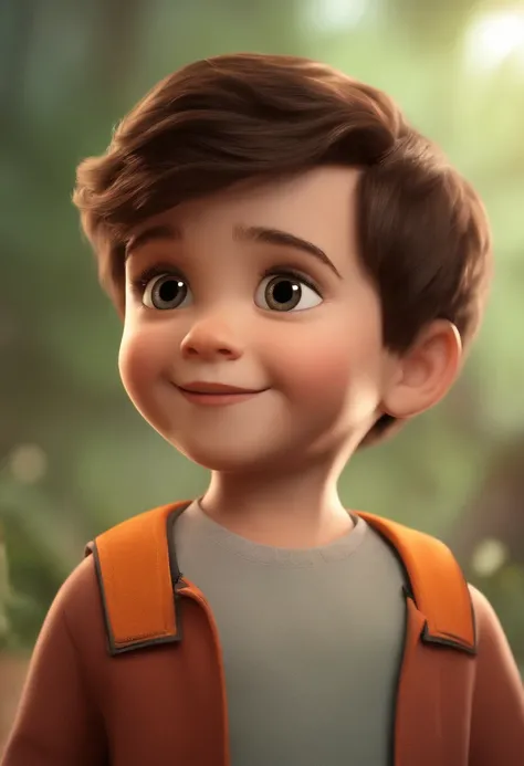 a happy cute kid standing short hair, vestindo uma fantasia espacial, , fundo branco, barnet, Tom, Estilo Pixar, ....3d, desenhos animados, rosto detalhado, asymmetrical 16k