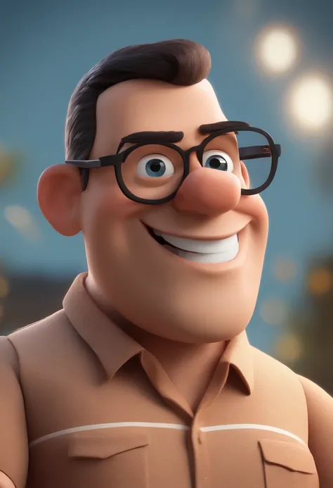 Cartoon character of a man with black glasses and a blue shirt, animation character, Caractere estilizado, animation style rendering, 3D estilizado, Arnold Maya render, 3 d render stylized, toon render keyshot, Personagem 3D, Personagem 3D, 3d rendering st...