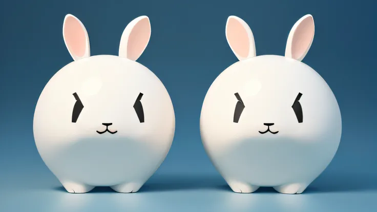 Lovely Rabbits, Bubble Mart style, Minimalist colors, Blind box, the whole body, Visual full body view, front view, side view, Rear View, Octane rendering, More details, Plush texture, White background--ar 16:9 --niji 5 --style expressive, pac-man eyes, c4...