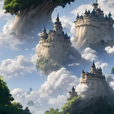 ​masterpiece、hightquality、Realistic、landscape shot、life-like、A detailed、Like the photo、Glowing castle in the sky、Deities々Castle in the Sky、Castle in the Sky、Flying Castle、Castle in the Sky、Castle of Glory、Castle above the clouds、Lush castle surrounded by t...