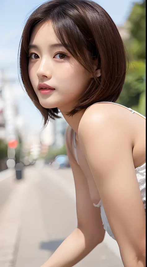 Skin、masutepiece, Best Quality, Intricate details, (Full body shot), Ultra-high definition, girl with、(8K、Raw photography、top-quality)、(realisitic)、Girl with 1 person、japanes、25-years old、femele、during daytime、natural soft light、(Front view、Standing Pose)...