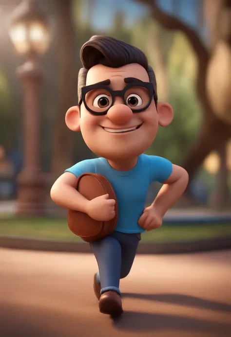 Cartoon character of a man with black glasses and a blue shirt, animation character, Caractere estilizado, animation style rendering, 3D estilizado, Arnold Maya render, 3 d render stylized, toon render keyshot, Personagem 3D, Personagem 3D, 3d rendering st...