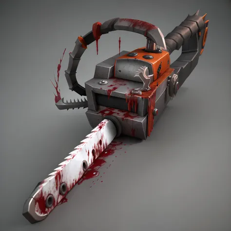 A blood-drenched chainsaw with a slender, elongated handle in a horror game style, evoking a sense of dread and terror,gameicon,tmasterpiece,best qualtiy,ultra - detailed,tmasterpiece,k hd,
white backgrounid,a 3D render,Blender cycle, volumettic light,
No ...