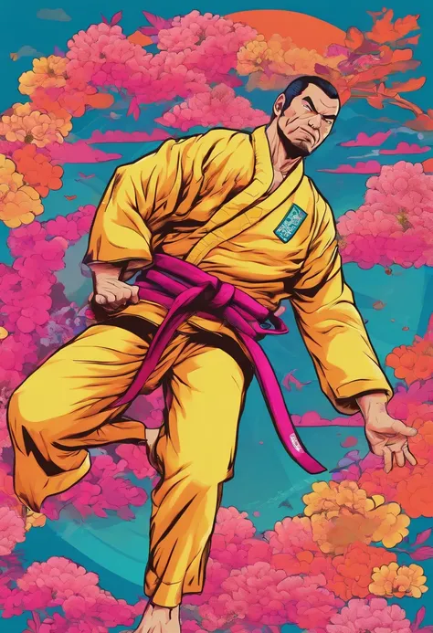 Homem kimono de jiu-jitsu