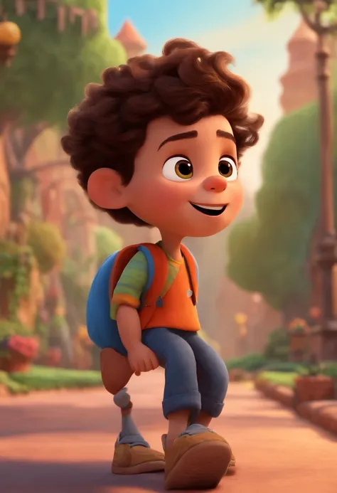 Image of a boy for a story in a YouTube video in Pixar format, Hes the little allabester, Hes the class leader, Hes outgoing, Playful and gets up for a lot of things, cabelo curto