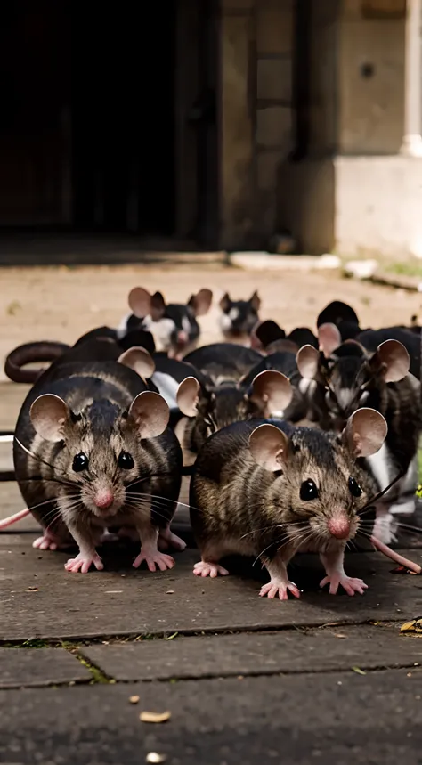 Thousands of mouse group ultra realistic, gathered , and more mouse