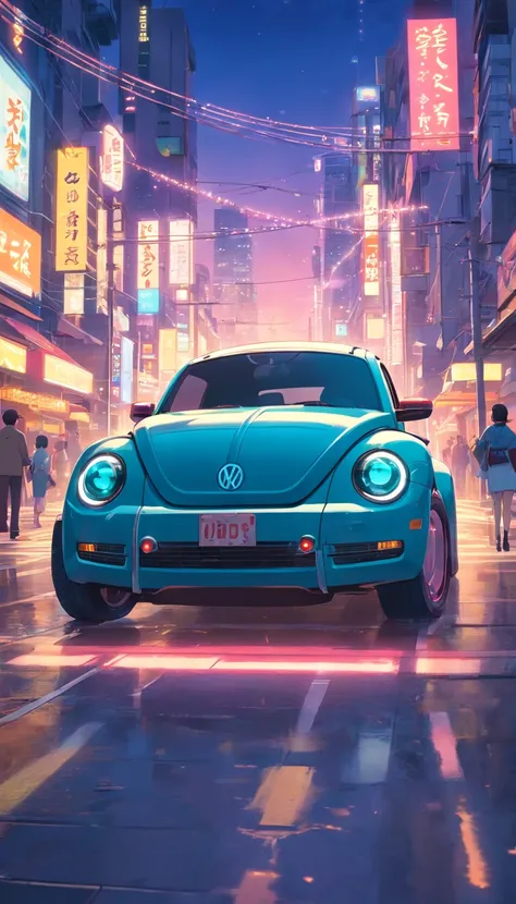 Robotic VW Beetle, (Estilo transformens), (tiro de corpo inteiro), Behavioral Robot, Capacete requintado:1.2, Cyberpunk, brilho sonhador, neon lights, limpo, fundo branco, ( global ilumination, Rastreamento de raio, HDR, unreal render,Reasonable design, al...