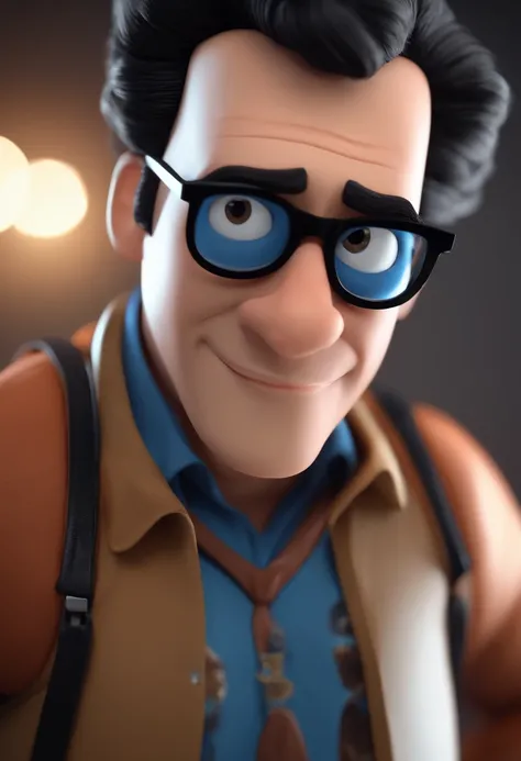 Cartoon character of a man with black glasses and a blue shirt, animation character, Caractere estilizado, animation style rendering, 3D estilizado, Arnold Maya render, 3 d render stylized, toon render keyshot, Personagem 3D, Personagem 3D, 3d rendering st...