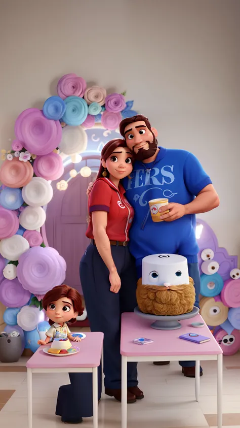 Casal estilo disney pixar melhor qualidade alta qualidade. Homem moreno cabelo comprido crespo barba e mulher loira olhos azuis cabelos longos lisos