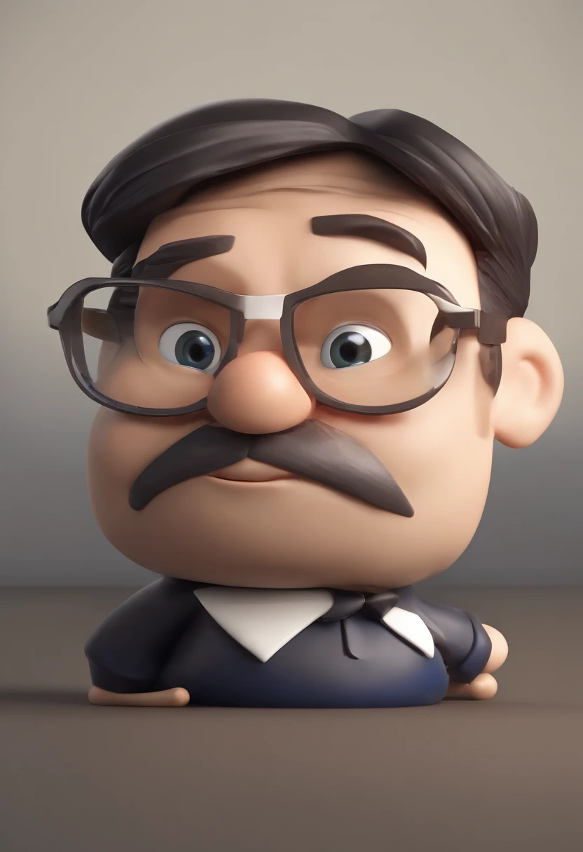 personagem dos desenhos animados de um homem gordo, careca, barbudo, 43 years old with black glasses and a blue shirt, animation character, Caractere estilizado, animation style rendering, 3D estilizado, Arnold Maya render, 3 d render stylized, toon render...