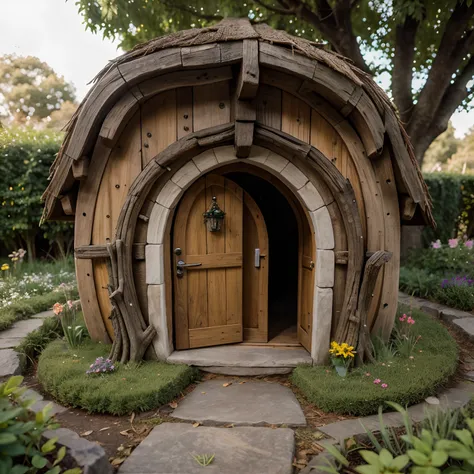 The Hobbit House tree, live, floral,bright, attractive, Sharp Very detailed., intricate, Realistic.