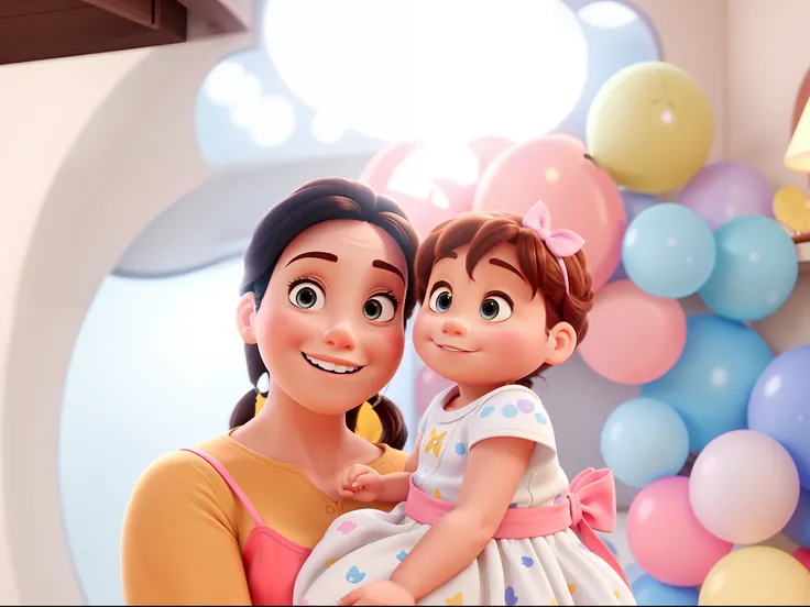 A clean mom and her baby, estilo disney pixar