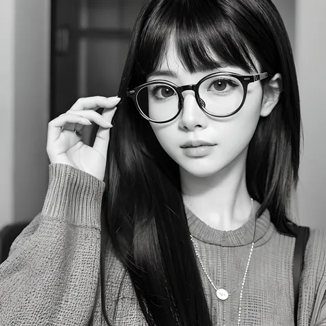 Monochrome Glasses Girl