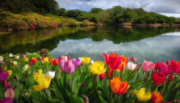 spring, flowers, colors, Pato Pedro, play, lake, magic flower, rainbow, Luiz, friends, water, explore.