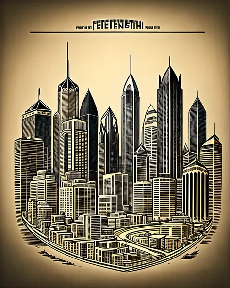 Line drawing of Pittsburgh skyline