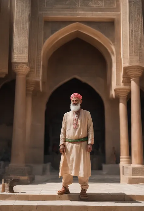 Highly Detailed Landscape Photography of A freshed well groomed realistic man, wearing Islamic modern outwear and holding a rope of his pet Tiger which in sitting on his lest, colored(white and golden) (hight:tall) (male on his 30’s)) mesmerizing male figu...