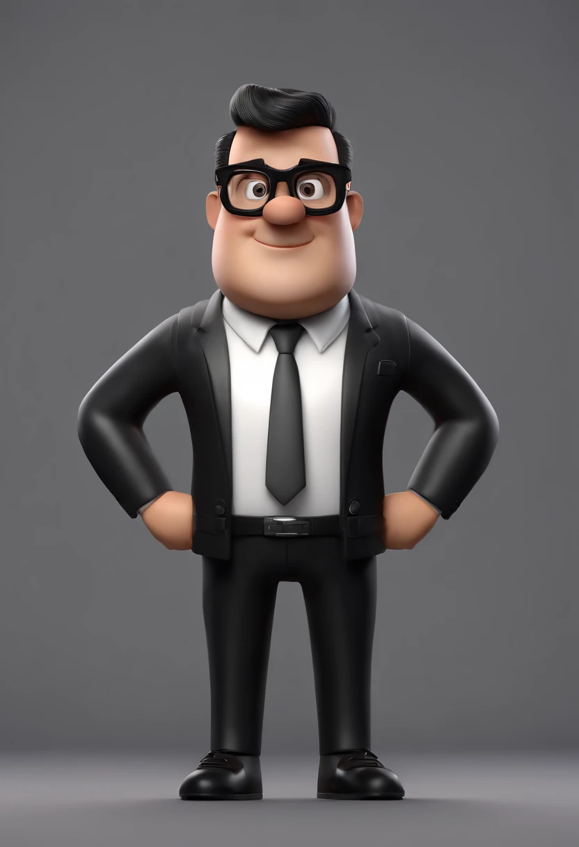 Cartoon character of a man wearing black glasses,e barba curta e uma camisa preta,who works with photographer, um personagem animado, Caractere estilizado, animation style rendering, 3D estilizado, Arnold Maya render, 3 d render stylized, toon render keysh...