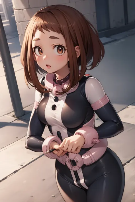 ochakouraraka, ochako uraraka, (uraraka ochako:1.5), (brown eyes:1.5), brown hair, short hair, blush,
break (bodysuit:1.5), skin...