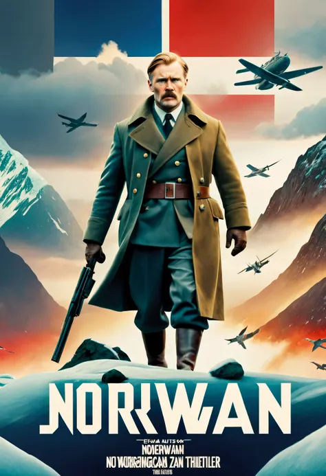 movie poster - live-action movie poster for a cinematic 2023 norwegian ww2 political drama-thriller