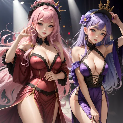 Idol costume pink, purple haired girl