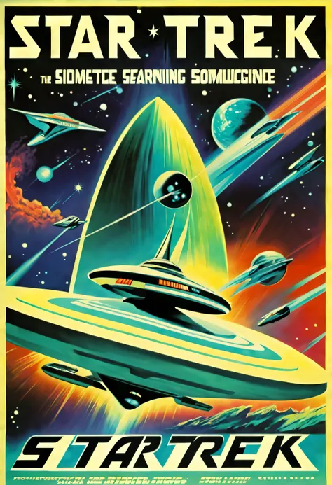 movie poster - a vintage poster for a science fiction movie with title saying "star trek" including movie name