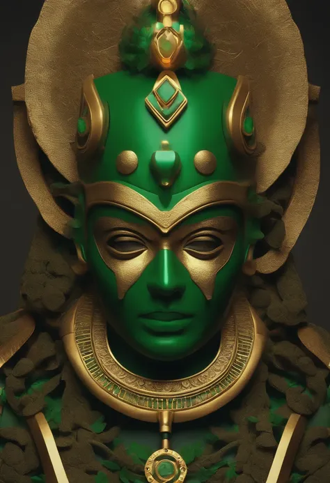 there is a green statue with a gold mask on it, 8 k hd wallpaperjpeg artifact, 8k hd wallpaperjpeg artifact, 3 d sculpture 8 k octane render, 3 d maya render, portrait of a robot shaman, 3 d toy aztec gods as funco toy, 3 d sculpture octane render 8 k, rob...