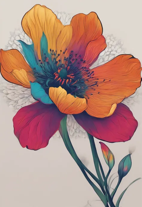 A blooming flower，The petals are layered on top of each other，coloured with lots of colour