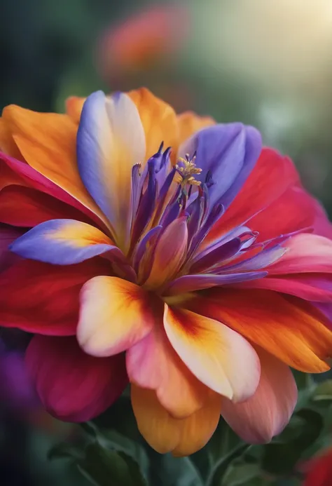 A blooming flower，The petals are layered on top of each other，coloured with lots of colour