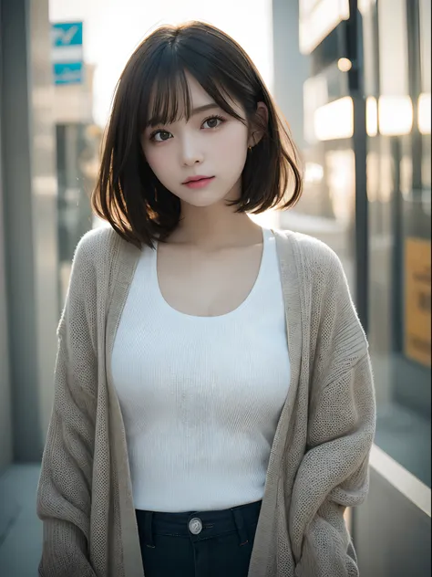 Detailed details,、hight resolution、hightquality、Perfect dynamic composition、Beautiful detailed eyes、short-hair、Small breasts、Natural Color Lip、Kamimei、Shibuya、20 years girl、1 persons、Transparent skin、Glowing hair、masutepiece、Best Quality、finely detail、high...